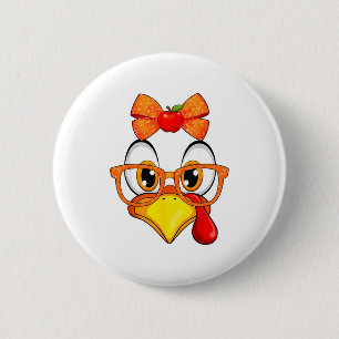 Turkey Face Apple Coquette Fall Thanksgiving Costu 6 Cm Round Badge