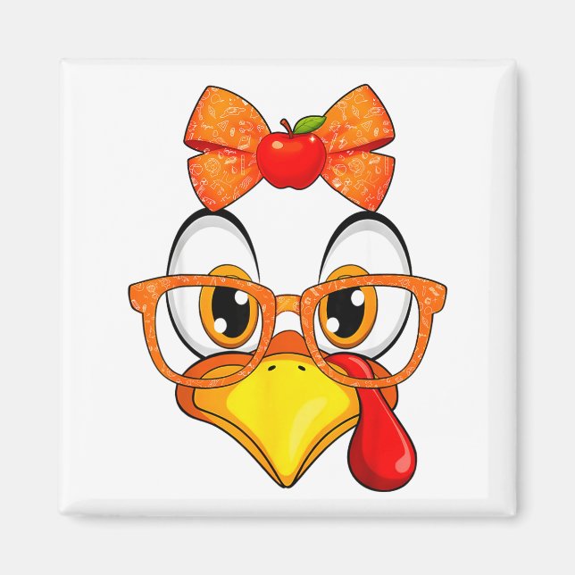 Turkey Face Apple Coquette Fall Thanksgiving Costu Magnet (Front)