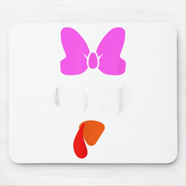 Turkey Face Bow Eyelashes Funny Halloween Thanksgi Mouse Mat (Front)