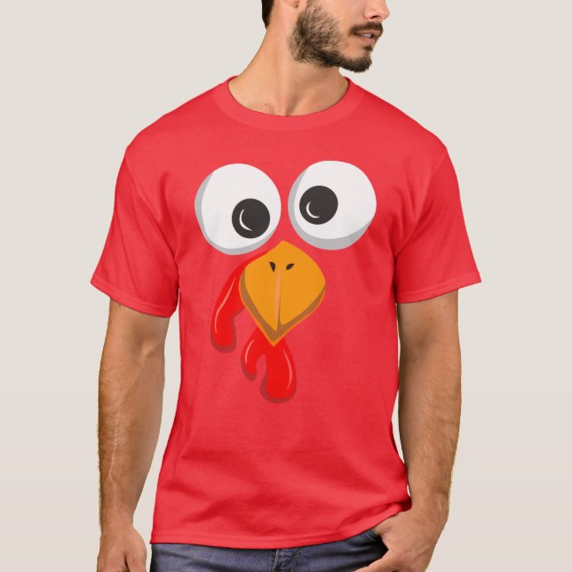 Turkey Face Crazy Eyes Funny Thanksgiving Day Gift T-Shirt (Front)