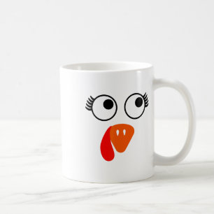 Turkey Face Eyelashes Halloween Thanksgiving Funny Coffee Mug