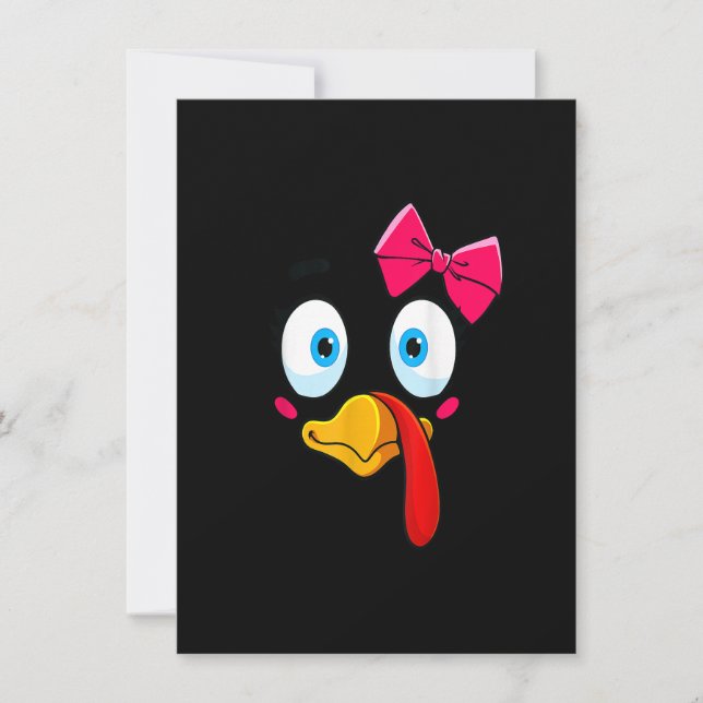 Turkey Face Girl Thanksgiving Costume Kids Toddler Invitation (Front)