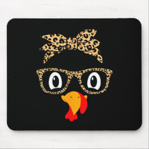 Turkey Face Gles Leopard Headnd Thanksgiving Women Mouse Mat