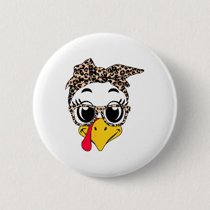 Turkey Face Headnd Leopard Thanksgiving Day Women 6 Cm Round Badge