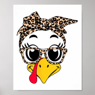 Turkey Face Headnd Leopard Thanksgiving Day Women Poster