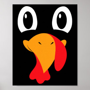 Turkey Face Kids Adult Funny Halloween Thanksgivin Poster