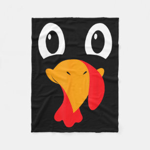 Turkey Face Kids Funny Halloween Thanksgiving Fleece Blanket