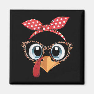 Turkey Face Leopard Headband Thanksgiving Pilgrim  Magnet