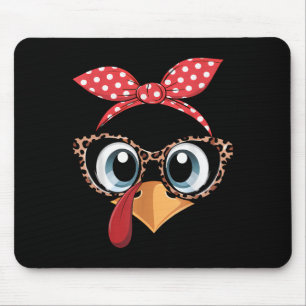 Turkey Face Leopard Headband Thanksgiving Pilgrim Mouse Mat