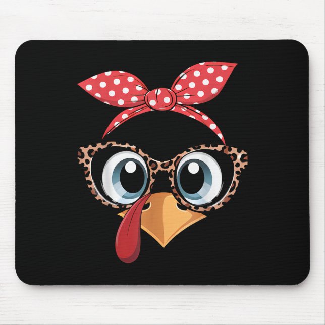 Turkey Face Leopard Headband Thanksgiving Pilgrim  Mouse Mat (Front)