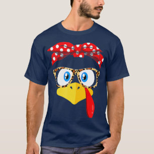 Turkey Face Leopard Headband Womens Thanksgiving P T-Shirt