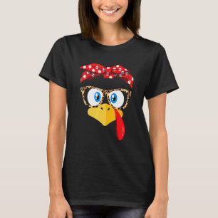 Turkey Face Leopard Headband Womens Thanksgiving P T-Shirt