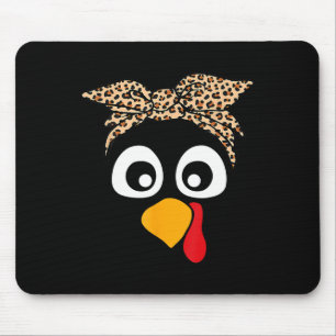 Turkey Face Leopard Headnd Womens Thanksgiving Pil Mouse Mat