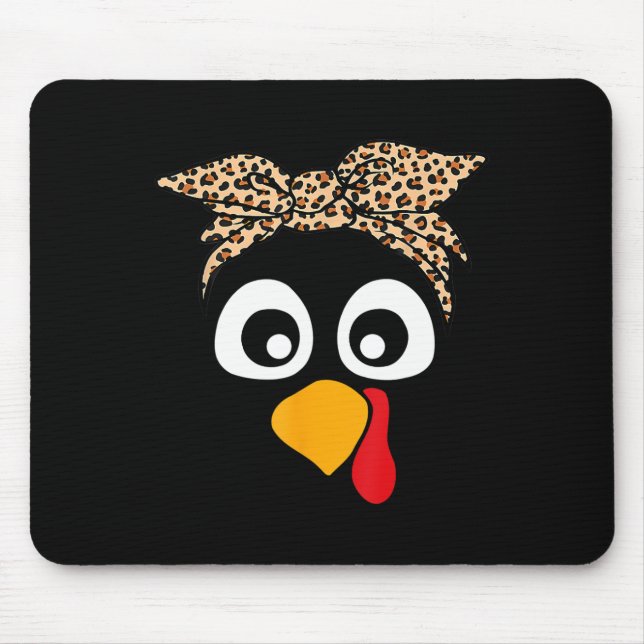 Turkey Face Leopard Headnd Womens Thanksgiving Pil Mouse Mat (Front)