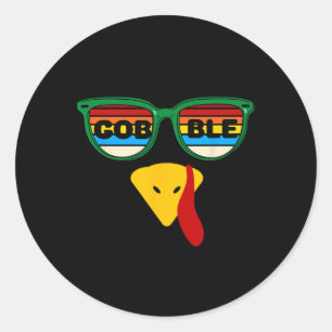 Turkey Face Sungles Thanksgiving Harvest Festival  Classic Round Sticker