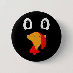 Turkey Face Tees Kids Funny Halloween Thanksgiving 6 Cm Round Badge