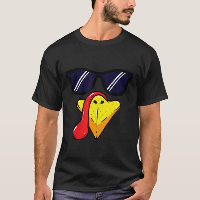 Turkey Face Thanksgiving Day Pilgrim Trot Costume T-Shirt (Front)