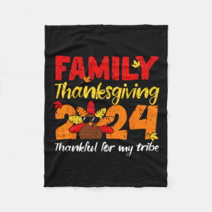 Turkey Family Thanksgiving 2024 Thankful For My Tr Fleece Blanket