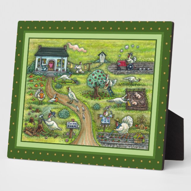 TURKEY FARM, COUNTRY THANKSGIVING, FUNNY BIRDS PLAQUE (Side)