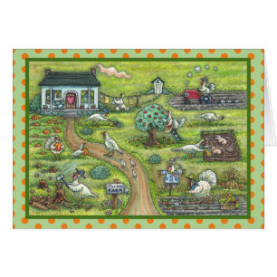 TURKEY FARM, COUNTRY THANKSGIVING GREETING CARD B