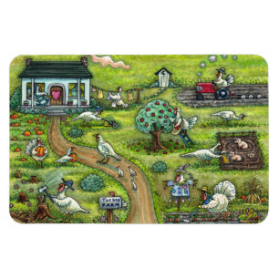 TURKEY FARM, HUMOROUS COUNTRY THANKSGIVING BIRDS MAGNET