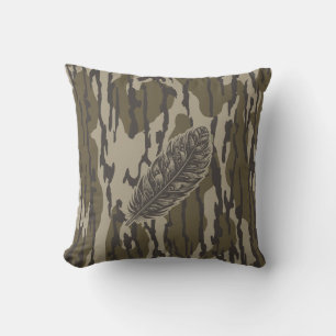 Turkey Feather Bottom Lands Camo Forest Cushion