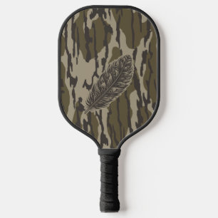 Turkey Feather Bottom Lands Camo Forest Pickleball Paddle