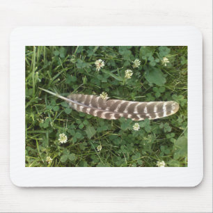 Turkey Feather in Clovers Mouse Mat