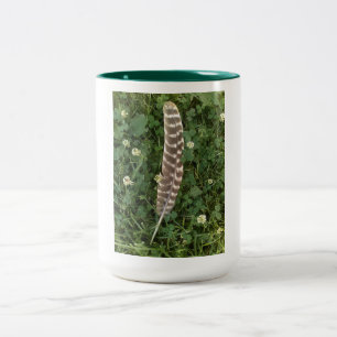 Turkey Feather in Clovers Two-Tone Coffee Mug