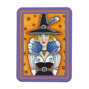 TURKEY FEATHER WITCH, A SALEM THANKSGIVING, FOLK MAGNET