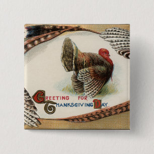 Turkey Feathers 15 Cm Square Badge