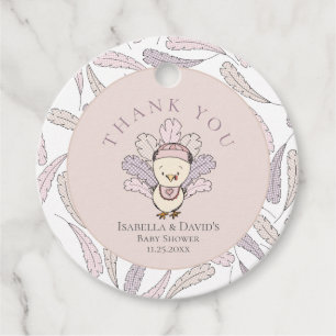 Turkey & Feathers Fall Girl Baby Shower Thank You Favour Tags