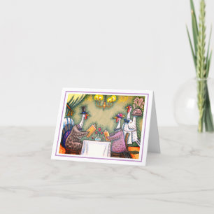 TURKEY FINE DINING, THANKSGIVING BIRD HUMOR Blank Card
