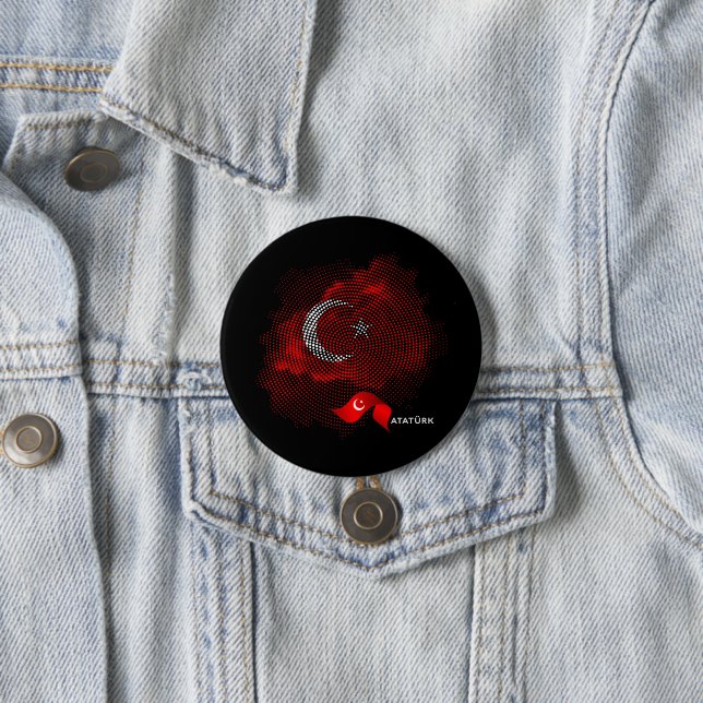 Turkey flag 7.5 cm round badge (In Situ)