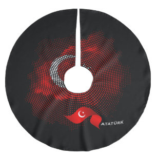 Turkey flag brushed polyester tree skirt