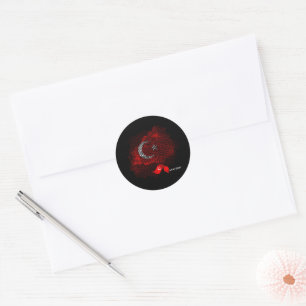 Turkey flag classic round sticker