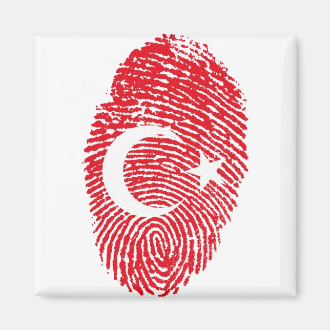 Turkey Flag Fingerprint Country Pride Identity Magnet (Front)