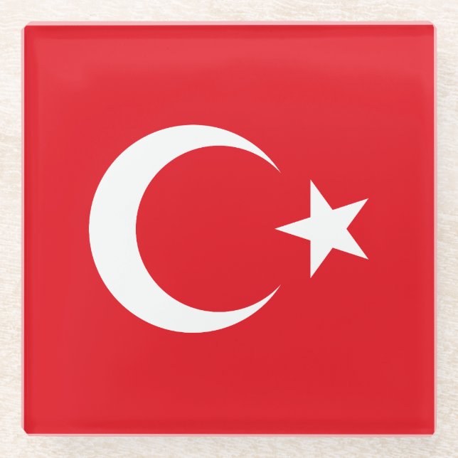 Turkey Flag Glass Coaster (Front)