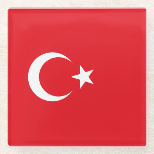 Turkey Flag Glass Coaster