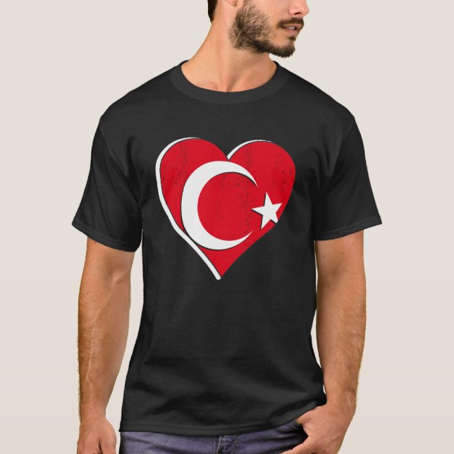 Turkey Flag Heart  Istanbul Ankara Türkiye  Proud  T-Shirt (Front)