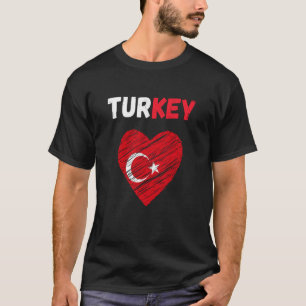 Turkey Flag Holiday Turkey Heart Turkish Flag T-Shirt