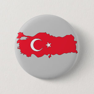 Turkey flag map 6 cm round badge