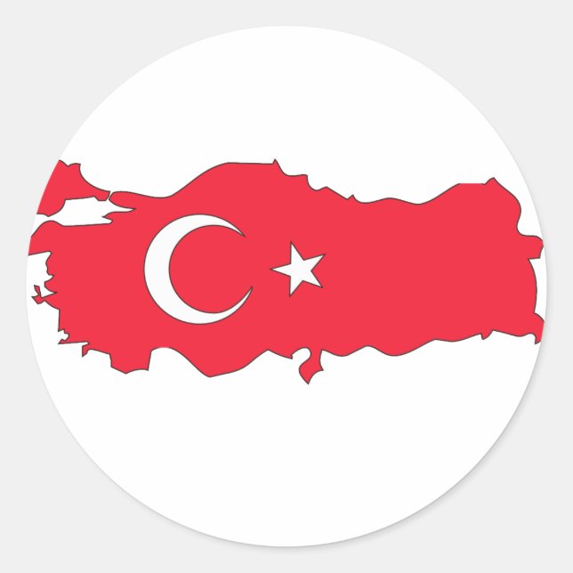 Turkey flag map classic round sticker (Front)