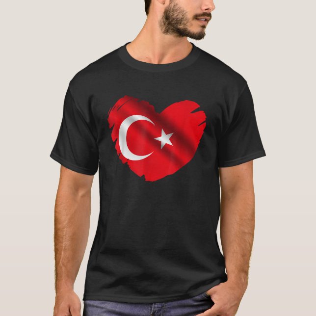 Turkey Flag On Shape Of Heart Turkish Turkey Lover T-Shirt (Front)