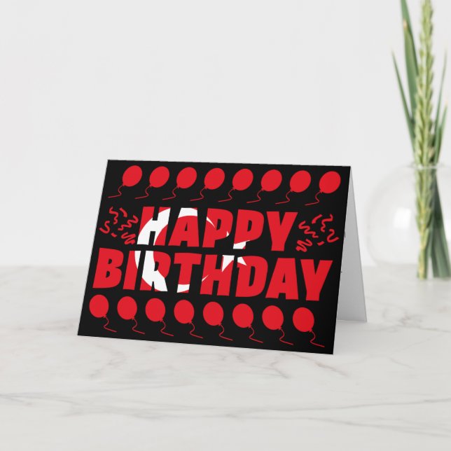 Turkey Flag Patriotic Birthday Card (Front)