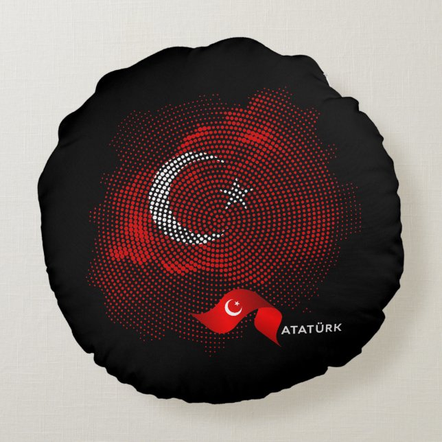 Turkey flag round cushion (Back)