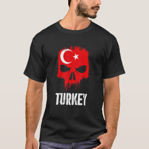 Turkey Flag Skull Turkish Pride Patriotic T-Shirt