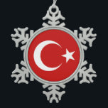 Turkey Flag Snowflake Pewter Christmas Ornament<br><div class="desc">FlagSwag.com Gifts and Apparel: Custom World Flag Designs and Patterns on T-shirts,  Posters,  Mugs,  Stickers and more gifts. Choose "Customise" then "Edit" to change the colour on any style and browse more designs at http://www.FlagSwag.com</div>