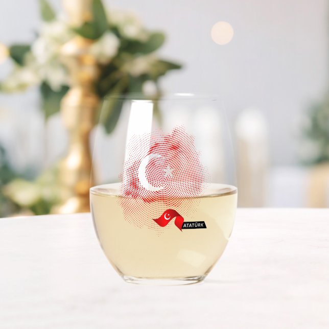 Turkey flag stemless wine glass (Insitu (Wedding))