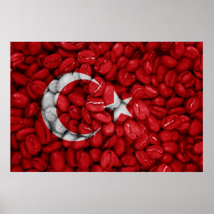 Turkey flag with coffee poster